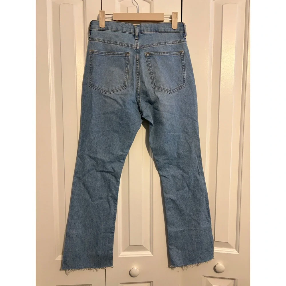 Everlane Kick Flare Jeans Boho‎ Light Wash Blue Raw Hem Size 27 Regular NWT